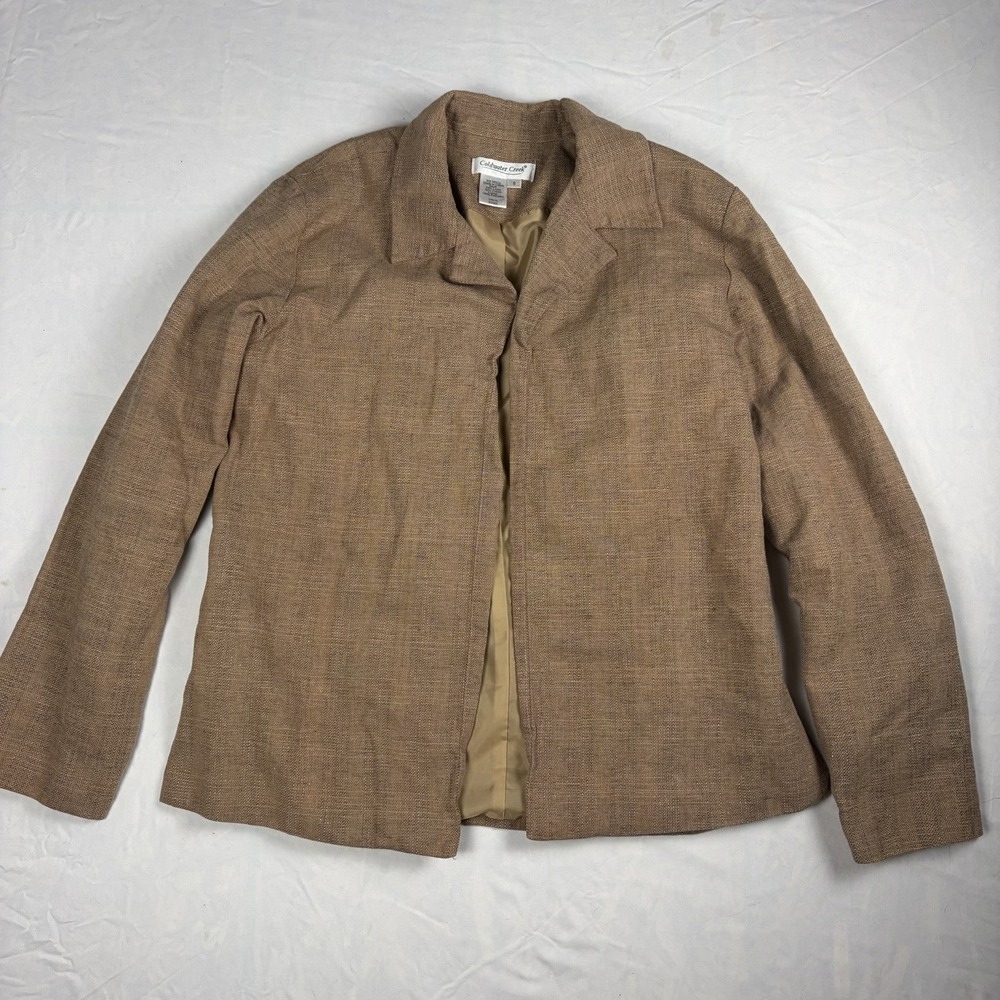 Coldwater Creek Textured Linen Blend Women's Size Small Blazer Jacket Brown/Tan‎